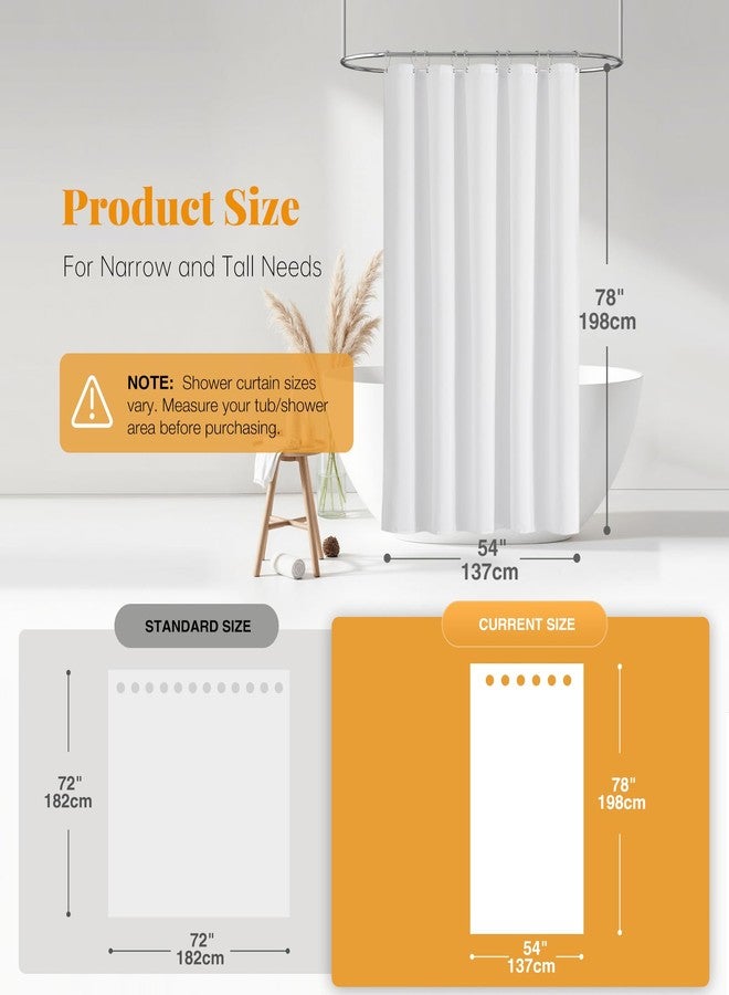 BTTN ستارة حمام من قماش BTTN، ستارة حمام من قماش البوليستر المتين ذو ملمس الكتان مع خطافات بلاستيكية، أبيض، 54 بوصة عرض × 78 بوصة طول (عبوة من قطعة واحدة) - Image 3